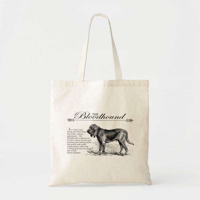 Tote Bag Style Vintage Storybook Bloodhound (Devant)