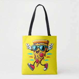 Tote Bag Stylish savoureux pizza slice caractère ajoute de