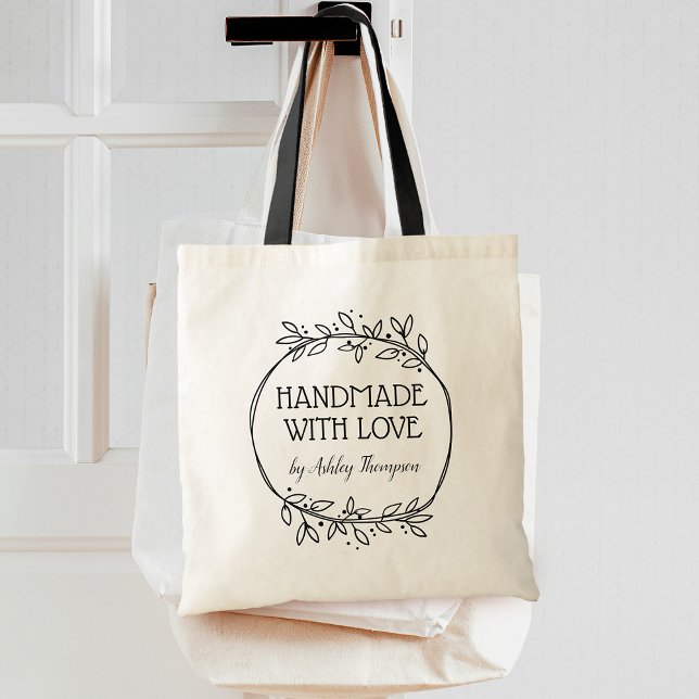 Tote Bag Stylisme Verdure Wreath fait main avec amour (Stylish Greenery Wreath Handmade With Love Tote Bag)