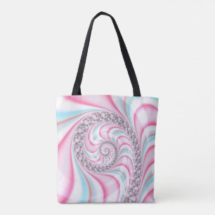 Tote Bag Sucre de canne bleu rose pastel Spiral Fractal
