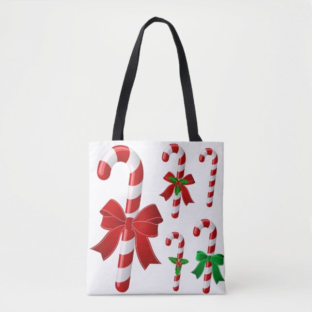 Tote Bag Sucre de canne de Noël (Devant)