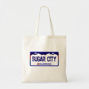 Tote Bag Sugar City Colorado plaque d'immatriculation bleue