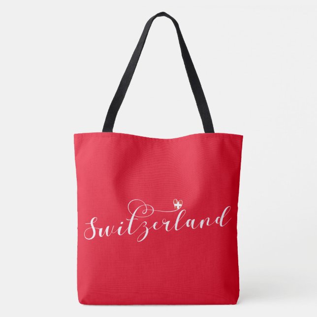 Tote Bag Suisse Drapeau En Coeur, Suisse (Dos)