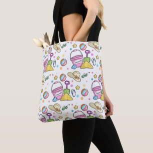 Tote Bag Summer Beach Doodles Motif