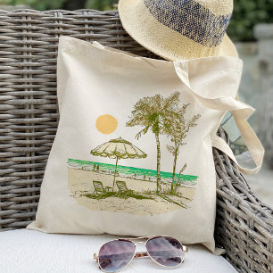Tote Bag Summer Beach Sun Palm Tree Umrella