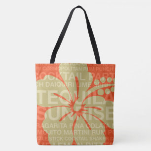Tote Bag Summer Words Cocktails et Hibiscus Beach Bag