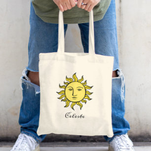 Tote Bag Sun Retro Magic Vintage Personnalisé Celestial