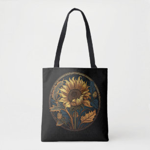 Tote Bag Sunflower Art Nouveau