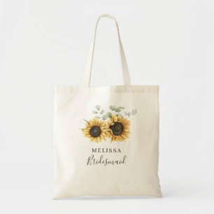 Tote Bag Sunflower Eucalyptus Floral Mariage Bridesmaid