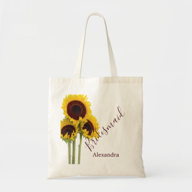 Tote Bag Sunflower Personal Bridesmaid Fleur rustique (Devant)