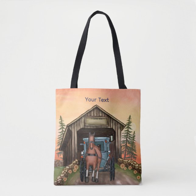 Tote Bag Sunrise Covered Bridge (Devant)