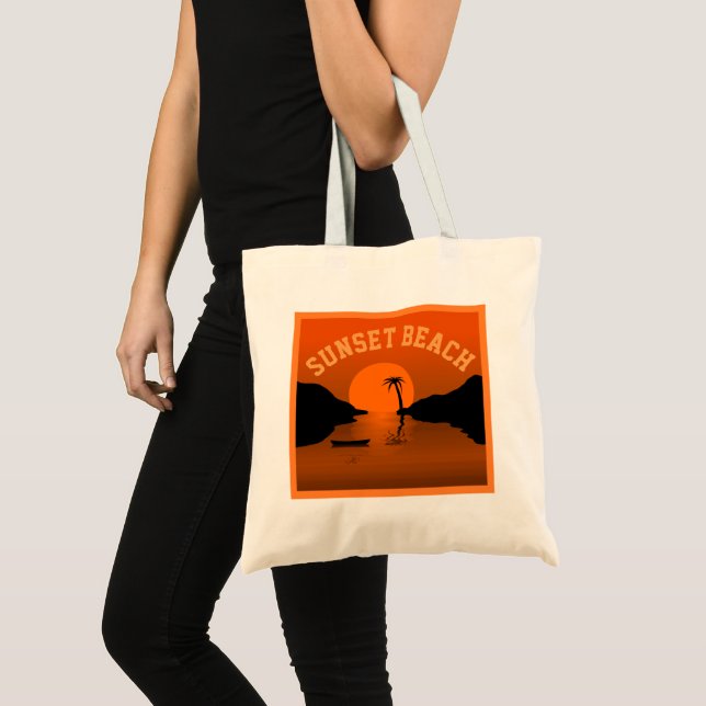 Tote Bag Sunset Beach Art Tropical Orange (Devant (produit))