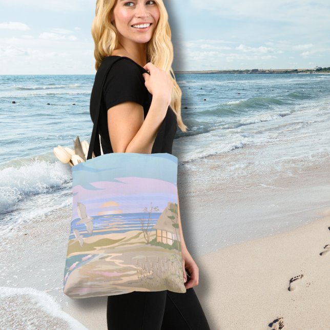 Tote Bag Sunset Beach été (Pastel Summer Beach Sunset Tote Bag)
