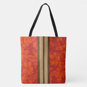 Tote Bag Sunset Beach Faux Wood Stripe Hawaiian Beach Bag