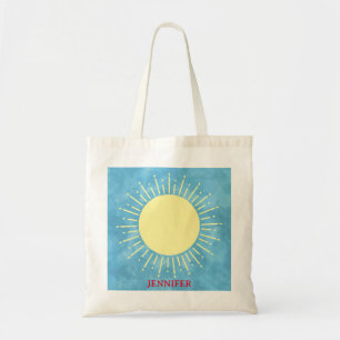 Tote Bag Sunshine Jaune Dans Ciel Bleu Nom Personnalisé