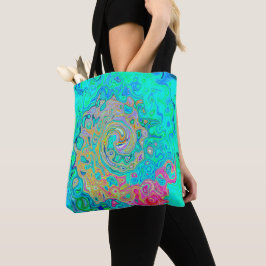 Tote Bag Super Abstrait Rainbow Liquid Swirl