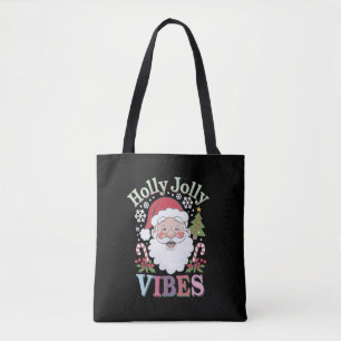 Tote Bag Super Santa Claus Holly Jolly Vibes Noël