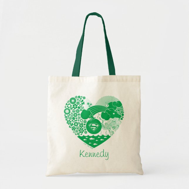 Tote Bag Supergirl Floral Peace Heart Graphisme (Devant)