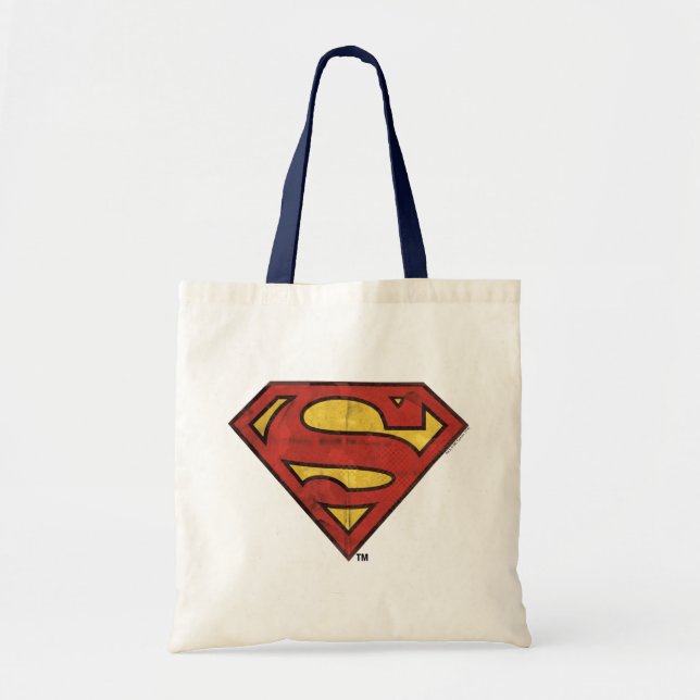 Tote Bag Superman S-Shield | Logo Grunge Black Outline (Devant)