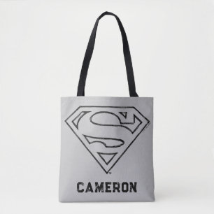 Tote Bag Superman S-Shield Logo Simple Black Outline