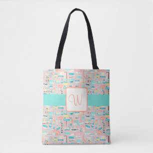 Tote Bag Sur le rivage NJ Beach Monogramme à thème