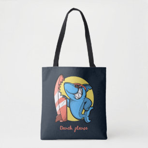 Tote Bag Surf Shark Beach S'il vous plaît