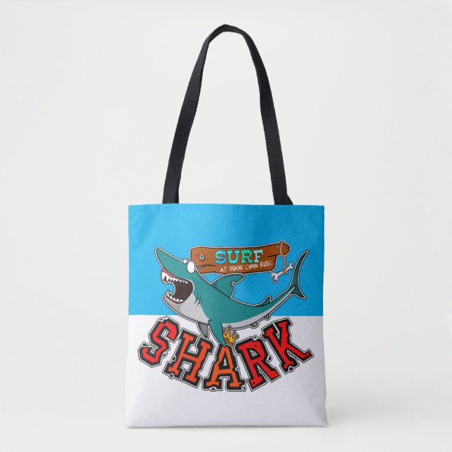 Tote Bag Surf with shark (Devant)