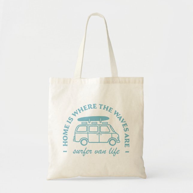 Tote Bag Surfer camper van vie surf amoureux citations (Devant)