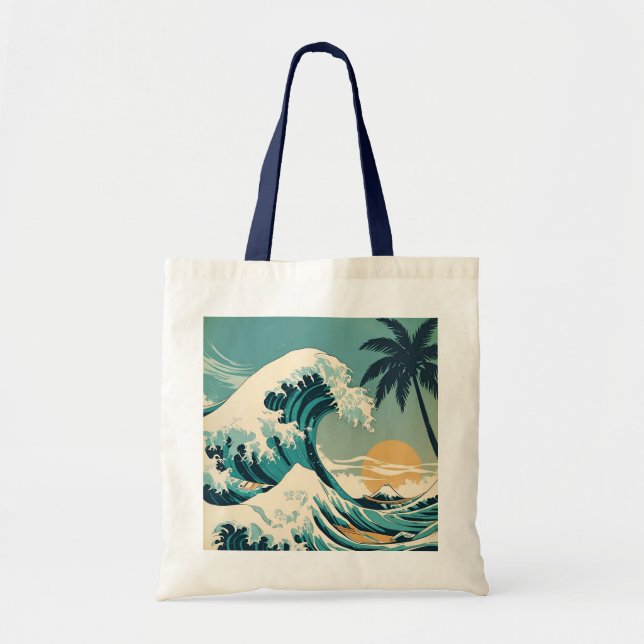 Tote Bag Surf's Up Retro Wave Design Classic California (Devant)