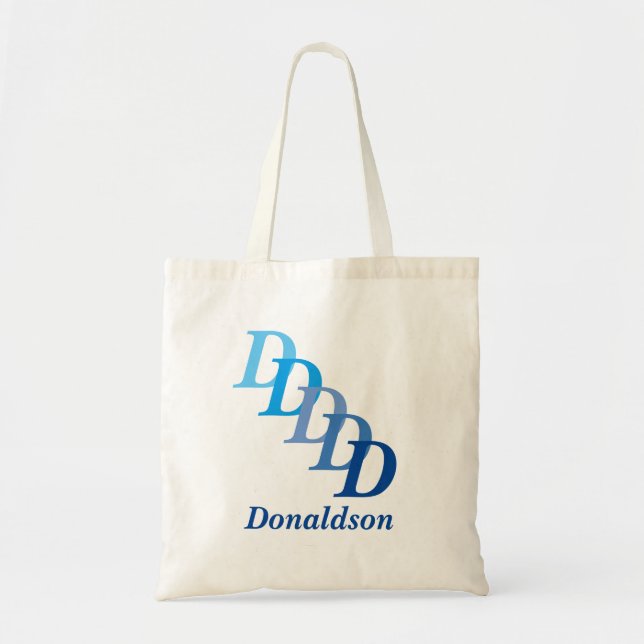 Tote Bag - Surname and Letters in Blue Tragetasche (Vorne)