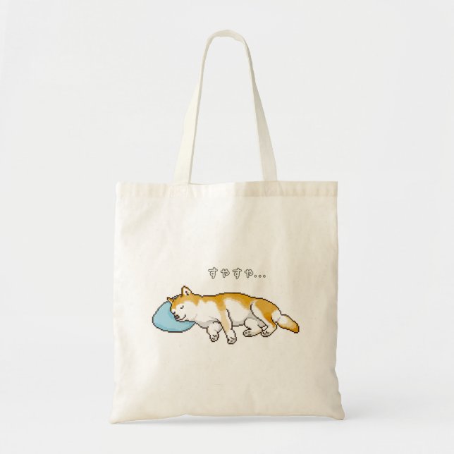 Tote Bag "Suyasuya" Shiba Inu Dog Dormir Pixelart (Devant)