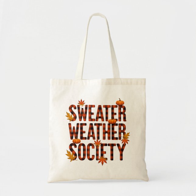 Tote Bag Sweather Society Plaid Letter Remplissage (Devant)