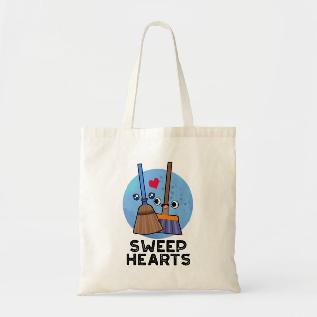 Tote Bag Sweep Hearts Funny Sweet Hearts Broom Pun (Devant)