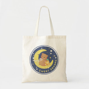 Tote Bag Sweet Dreams : Teddy Bear & Honey Illustration
