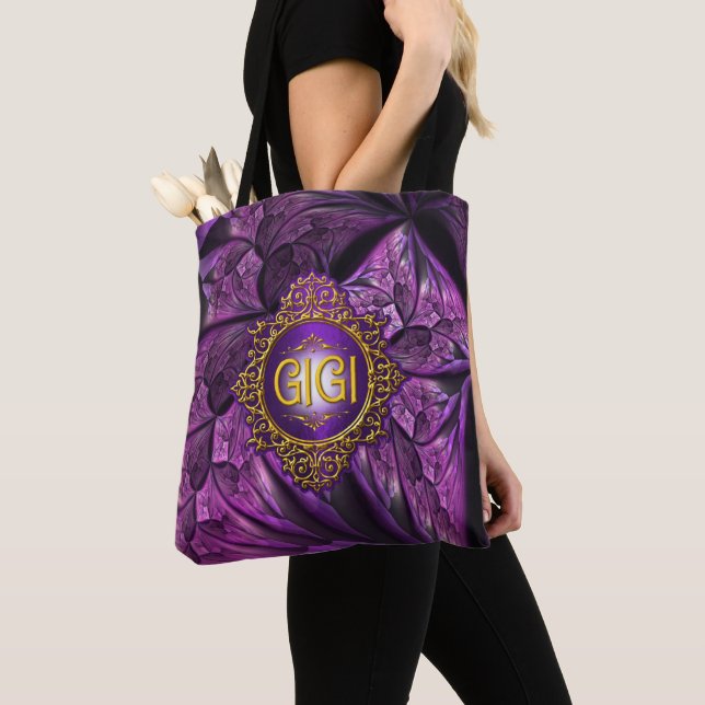 Tote Bag Sweet GIGI Royal Purple & Gold (De près)