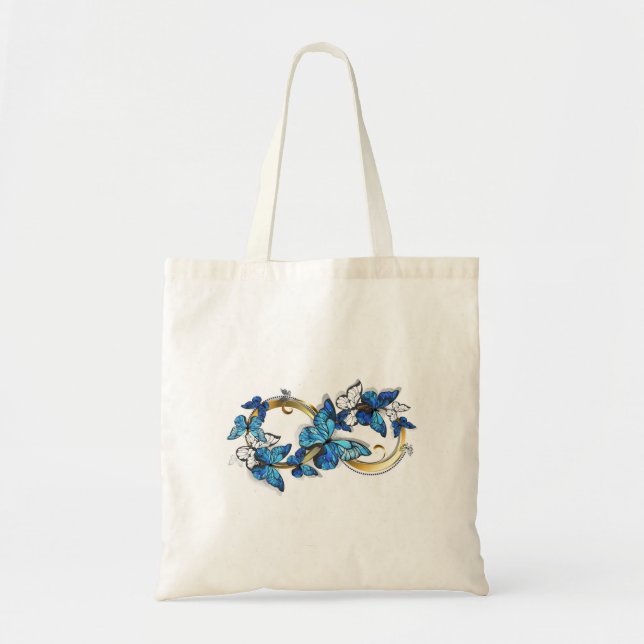 Tote Bag Symbol Infinity of Blue Morpho Butterflies (Devant)