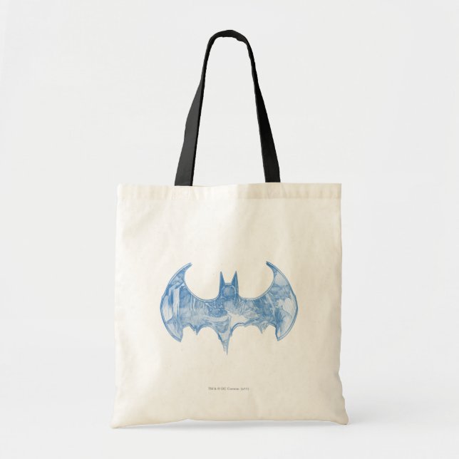 Tote Bag Symbole Batman | Livre de croquis - Logo bleu clai (Devant)