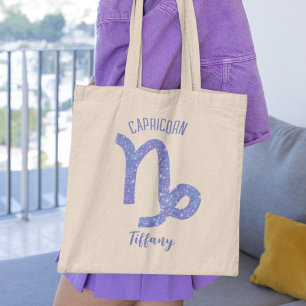 Tote Bag Symbole d'astrologie Capricorne violet Personnalis