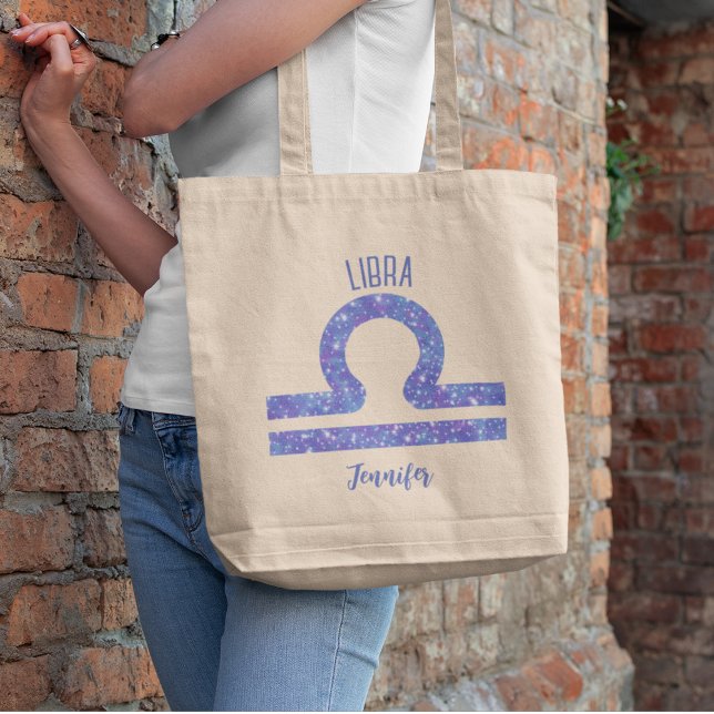 Tote Bag Symbole d'astrologie de Libra Purple Personnalisé (Créateur téléchargé)
