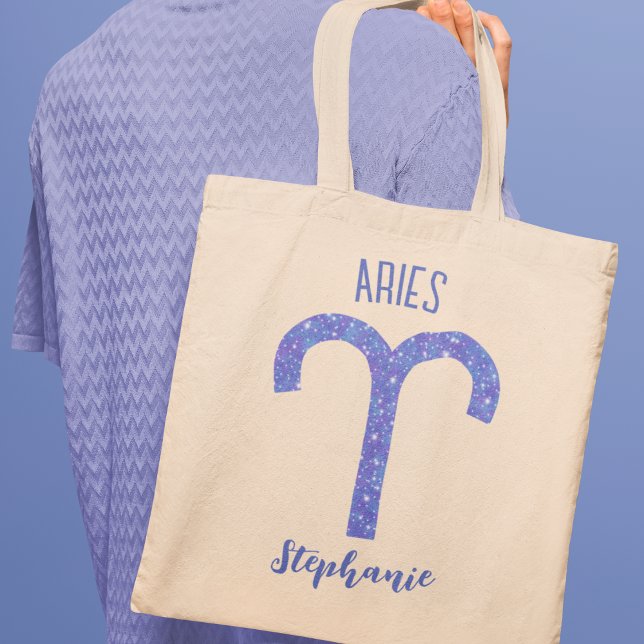 Tote Bag SYMBOLE D'Astrologie Pretty Aries Purple Personnal (Créateur téléchargé)