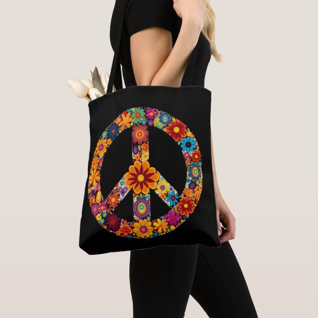 Tote Bag SYMBOLE DE LA PAIX FLEXION HAUTEUR RÉtro (De près)
