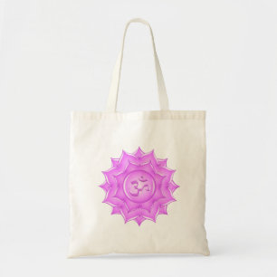 Tote Bag Symbole de l'Om de Lotus en verre rose Dessin