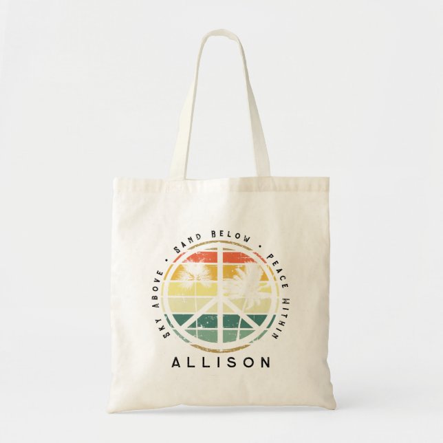 Tote Bag SYMBOLE DE PAIX DE PLAGE RÉtro Palmier (Devant)