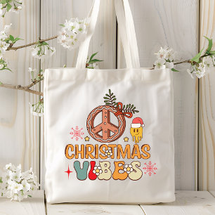 Tote Bag Symbole de paix super rétro Vibes de Noël