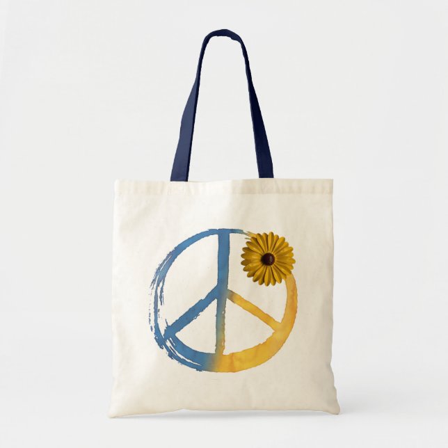 Tote Bag SYMBOLE DE PAIX ukrainien SIGNE Tournesol Ukraine  (Devant)