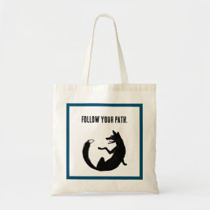 Tote Bag Symbole de tatouage tribal renard noir et blanc