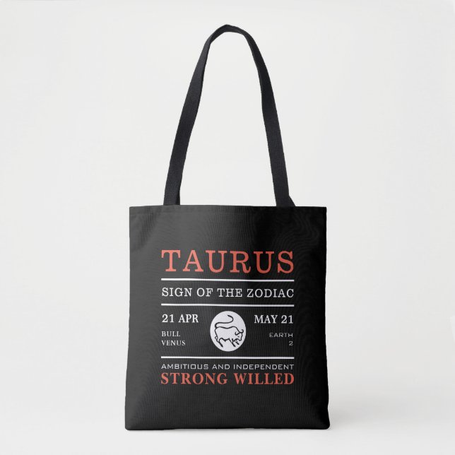 Tote Bag Symbole de Taurus du Zodiaque, Astrologique (Devant)