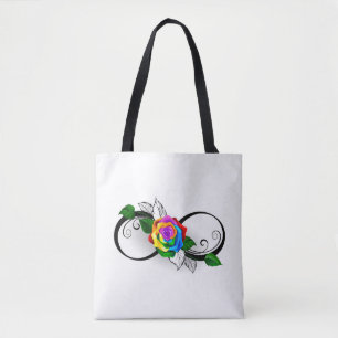 Tote Bag Symbole d'infini avec Rose arc-en-ciel