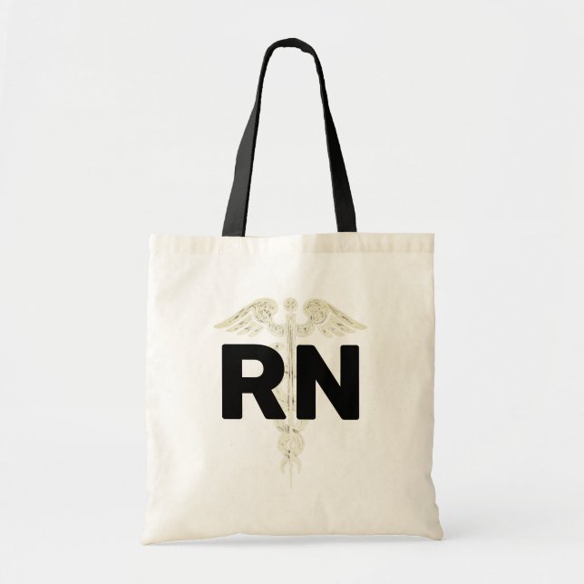 Tote Bag Symbole d'infirmière RN Caduceus pour hommes Noir (Devant)