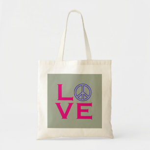 Tote Bag Symbole du cercle de paix Aimer rose vert